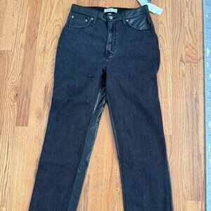 NWT Abercrombie Faux Leather Panel Straight Jeans Size 30